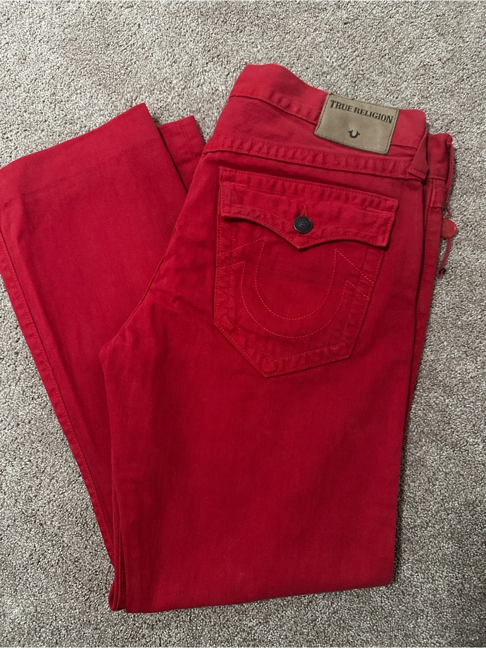 True Religion Red Straight Leg Jeans